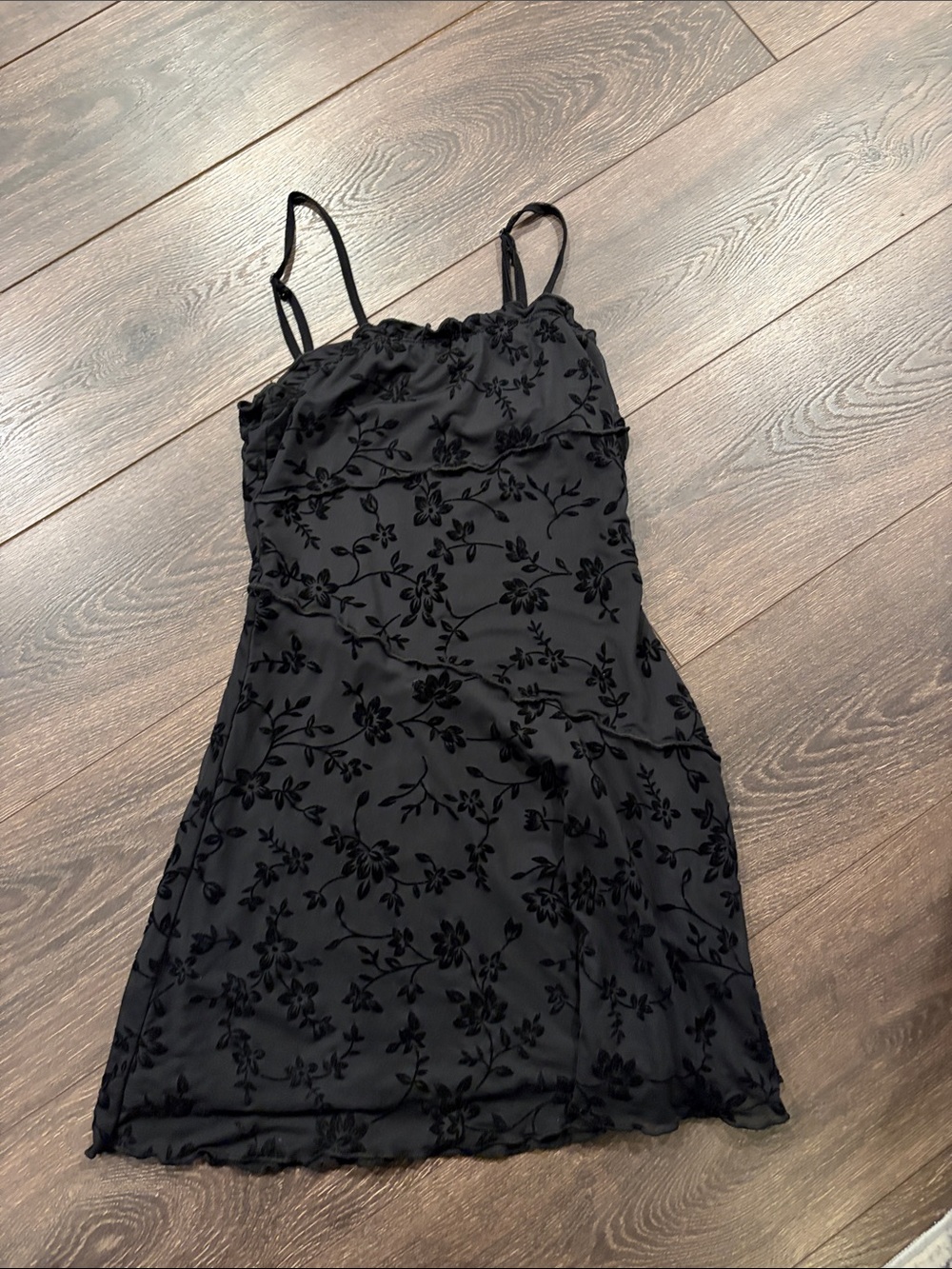 SHEIN Black Floral Burnout Velvet Slip Mini Dress